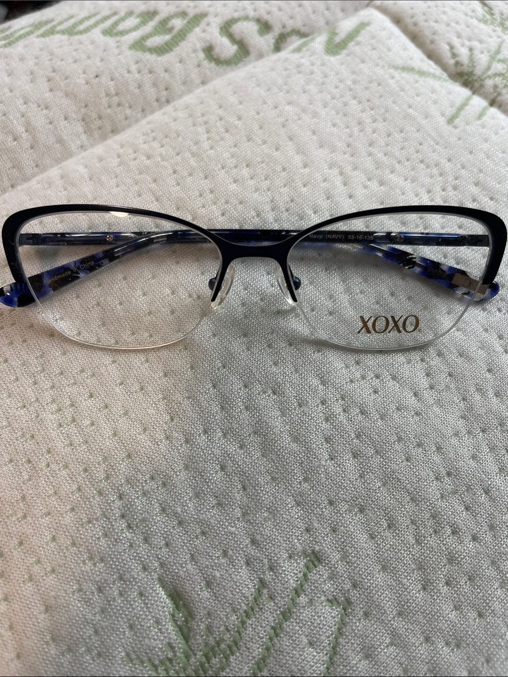 XOXO Women's Cat-Eye Semi-Rim Glasses in Black and Blue Tortoise